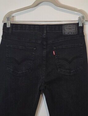 Levi's 502 Tapered Fit Stretch Midrise Black Denim Jeans Size 30X30